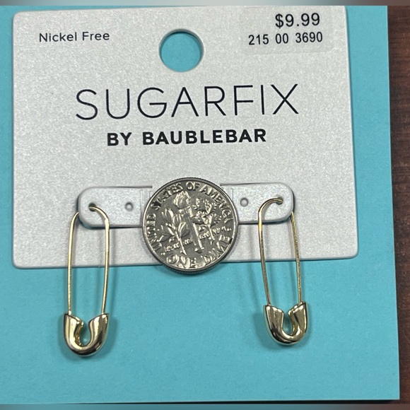 SugarFix Jewelry - BaubleBar Gold Tone Safety Pin Threader Earrings Nickel Free SugarFix NWT